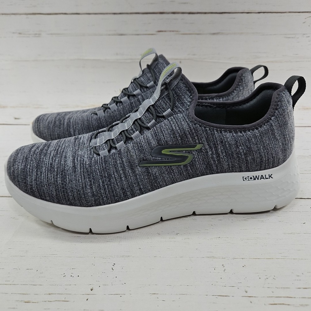 Skechers Go Walk Flex Mens 11 Gray Green Running Slip On‎ Shoes Sneakers 216484